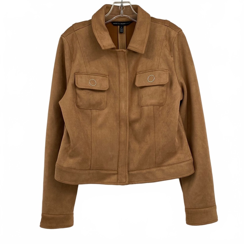 White House Black Market Brown Faux Suede Zip-Up Jacket | Women’s L